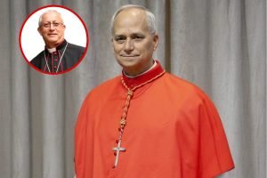 En la imagen: el Papa Leon IV; en el circulo: el Arzobispo de Villavicencio, Monseñor Misael Vacca.